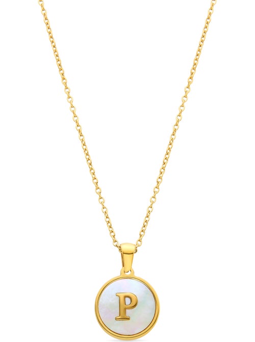 Collier Luxenter en nacre blanche et plaqué or 18k - Alphabet - Kiabi
