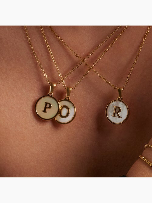 Collier Luxenter en nacre blanche et plaqué or 18k - Alphabet - Kiabi