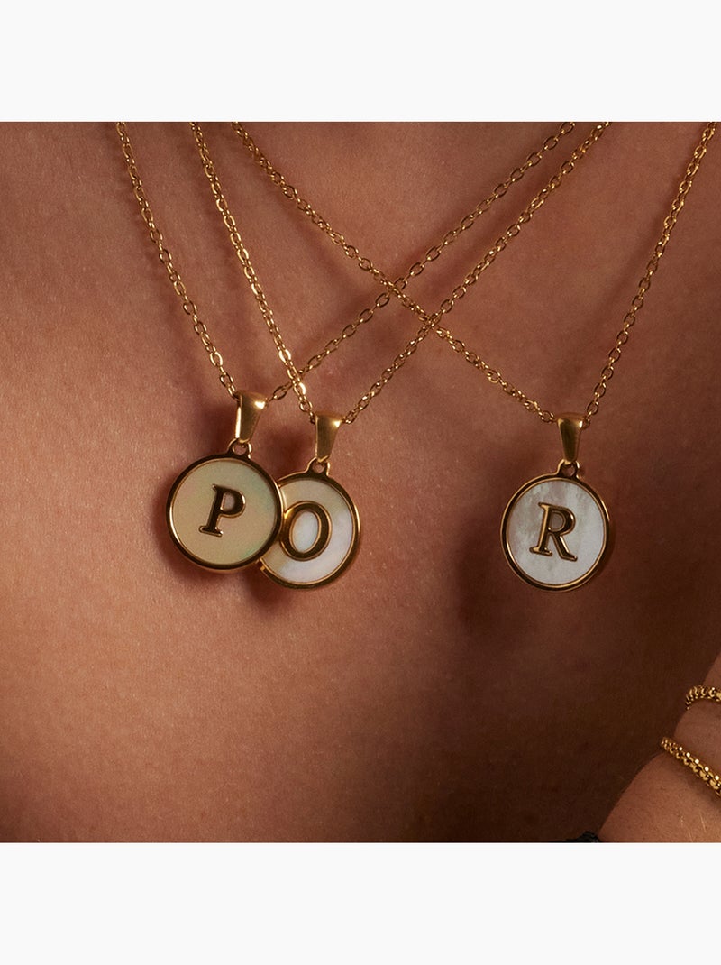 Collier Luxenter en nacre blanche et plaqué or 18k - Alphabet Blanc - Kiabi