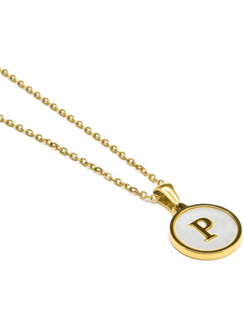 Collier Luxenter en nacre blanche et plaqué or 18k - Alphabet - Kiabi