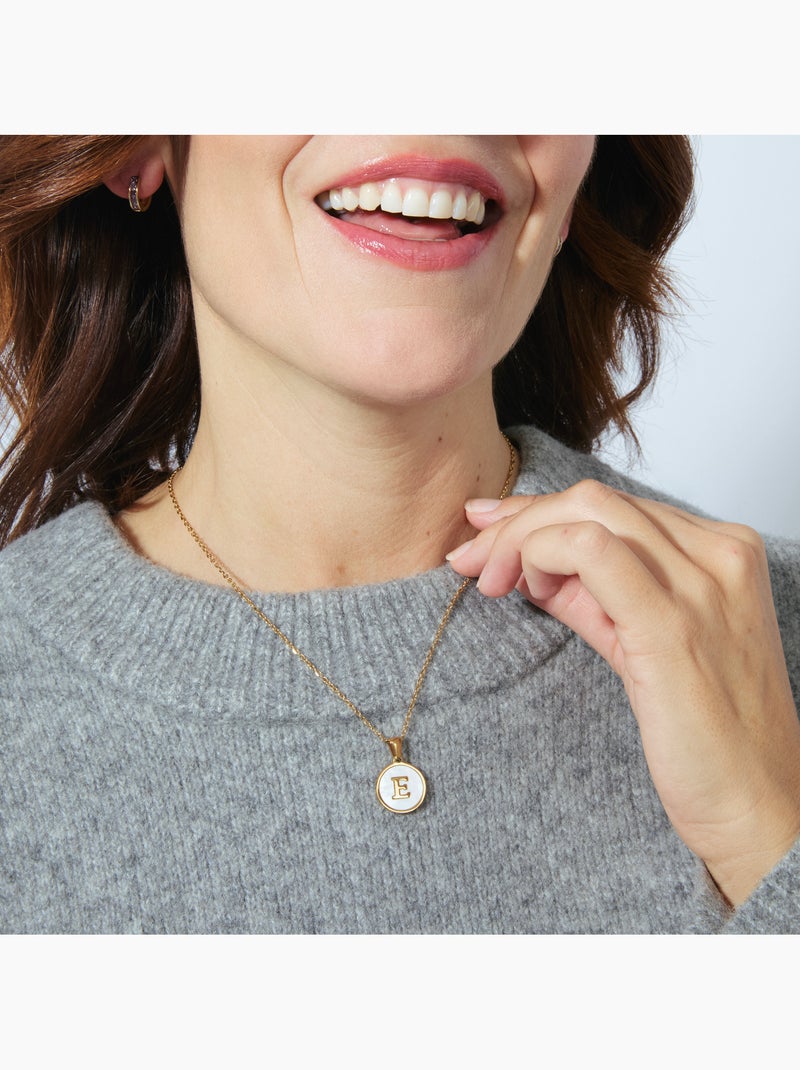 Collier Luxenter en nacre blanche et plaqué or 18k - Alphabet Blanc - Kiabi