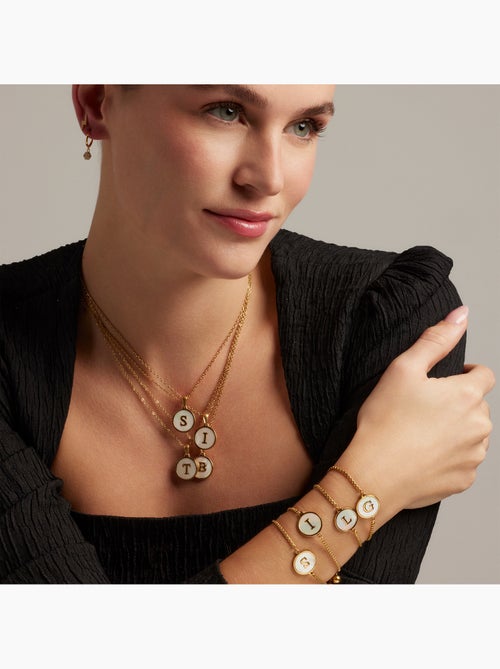 Collier Luxenter en nacre blanche et plaqué or 18k - Alphabet - Kiabi