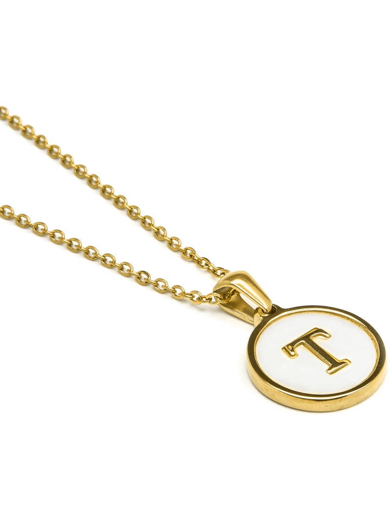 Collier Luxenter en nacre blanche et plaqué or 18k - Alphabet Blanc - Kiabi