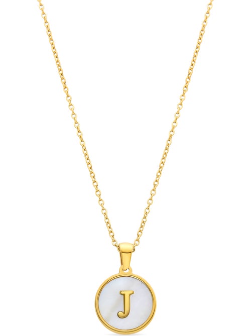 Collier Luxenter en nacre blanche et plaqué or 18k - Alphabet - Kiabi