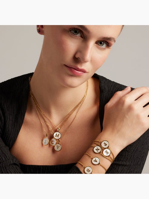 Collier Luxenter en nacre blanche et plaqué or 18k - Alphabet - Kiabi