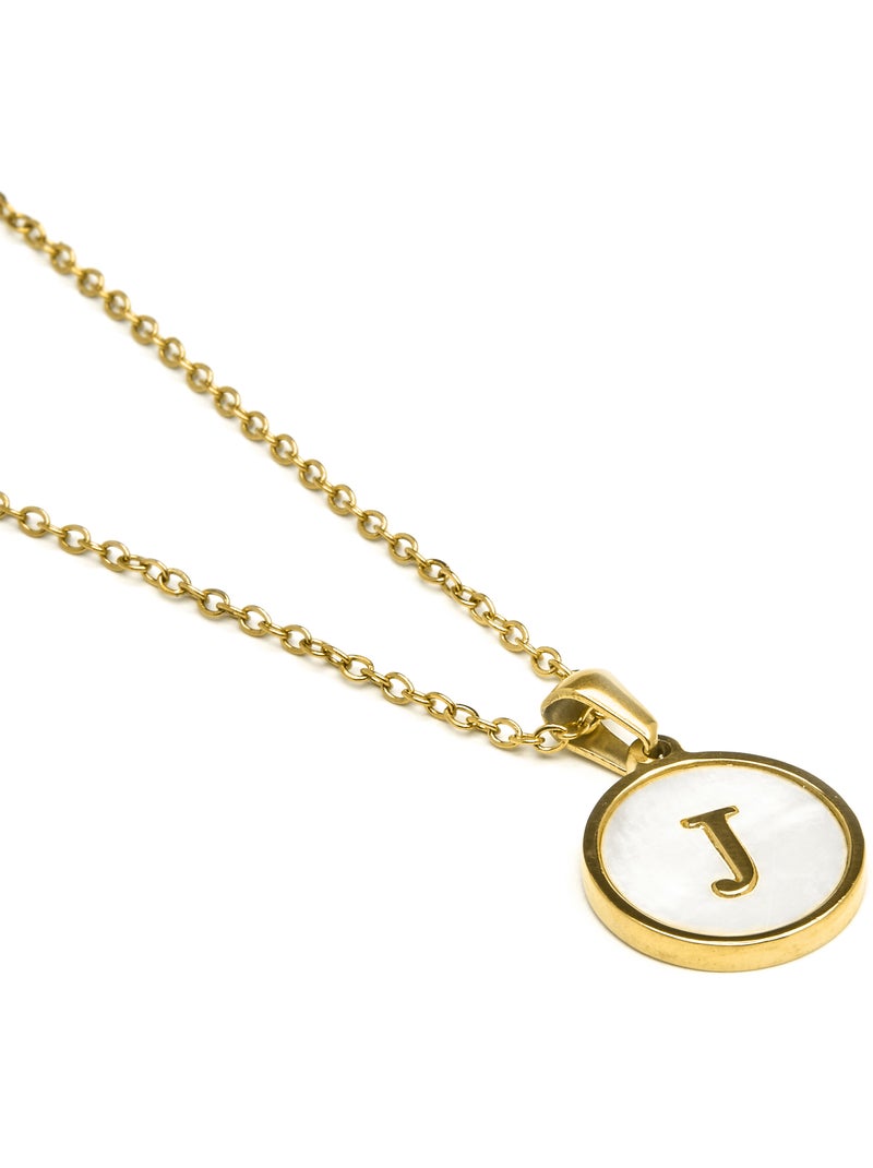 Collier Luxenter en nacre blanche et plaqué or 18k - Alphabet Blanc - Kiabi