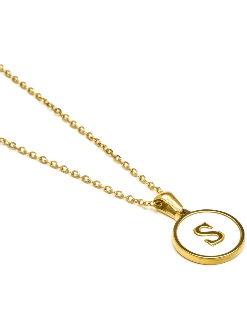 Collier Luxenter en nacre blanche et plaqué or 18k - Alphabet Blanc - Kiabi