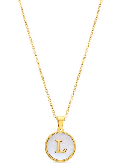 Collier Luxenter en nacre blanche et plaqué or 18k - Alphabet - Kiabi