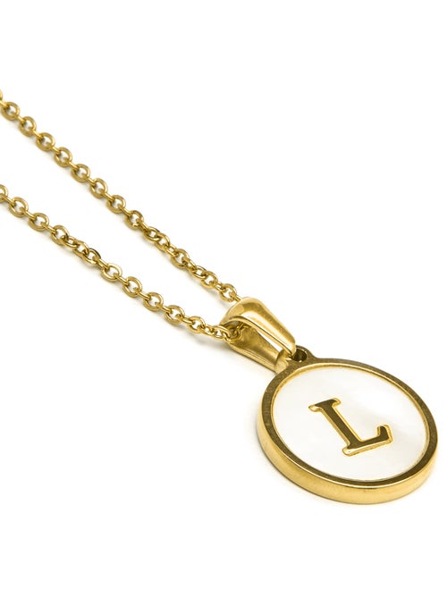 Collier Luxenter en nacre blanche et plaqué or 18k - Alphabet - Kiabi