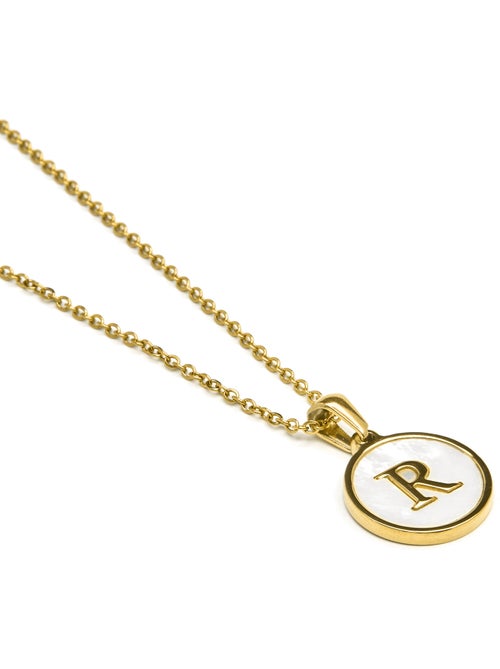 Collier Luxenter en nacre blanche et plaqué or 18k - Alphabet - Kiabi