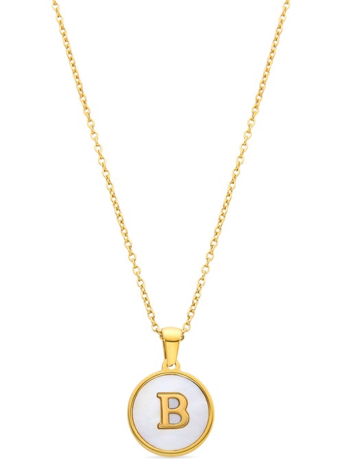 Collier Luxenter en nacre blanche et plaqué or 18k - Alphabet - Kiabi