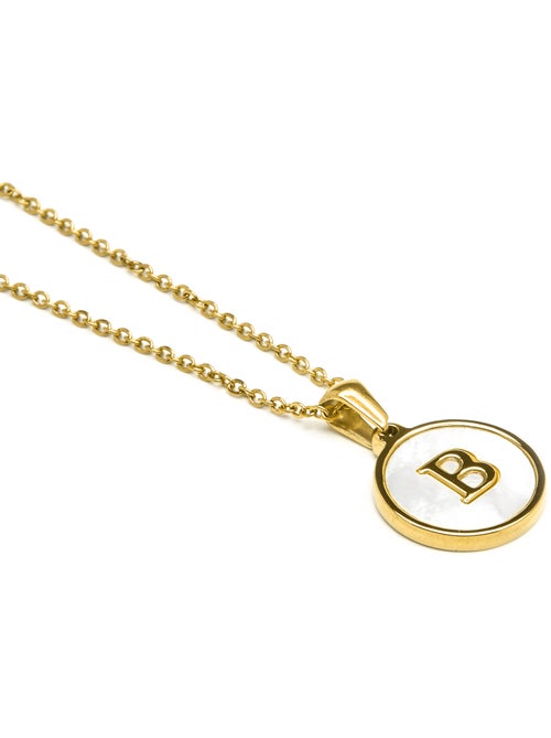 Collier Luxenter en nacre blanche et plaqué or 18k - Alphabet - Kiabi