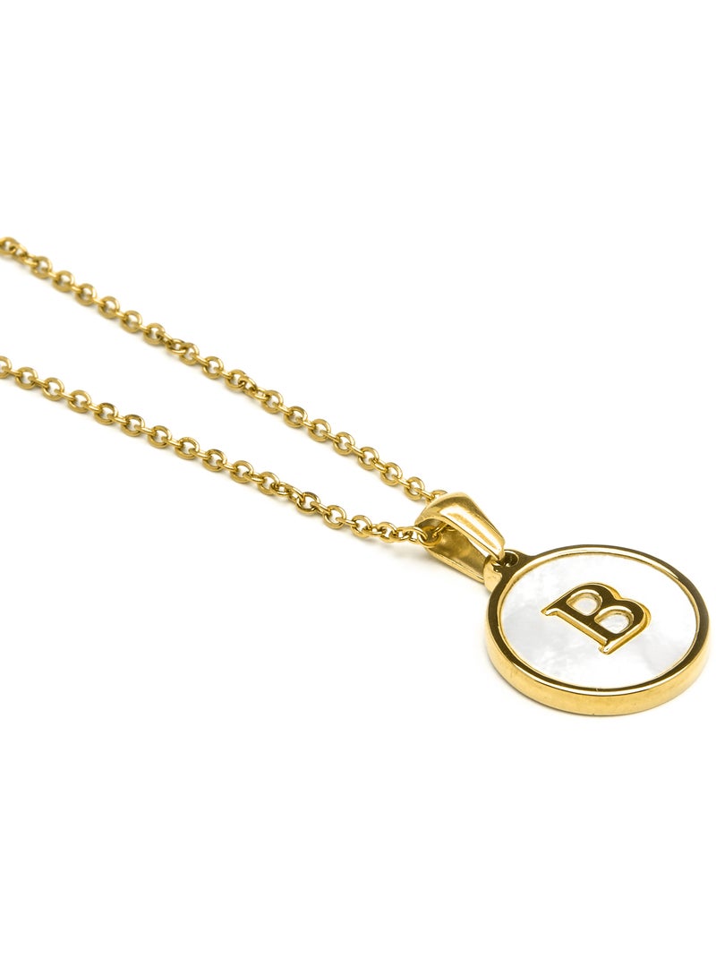 Collier Luxenter en nacre blanche et plaqué or 18k - Alphabet Blanc - Kiabi