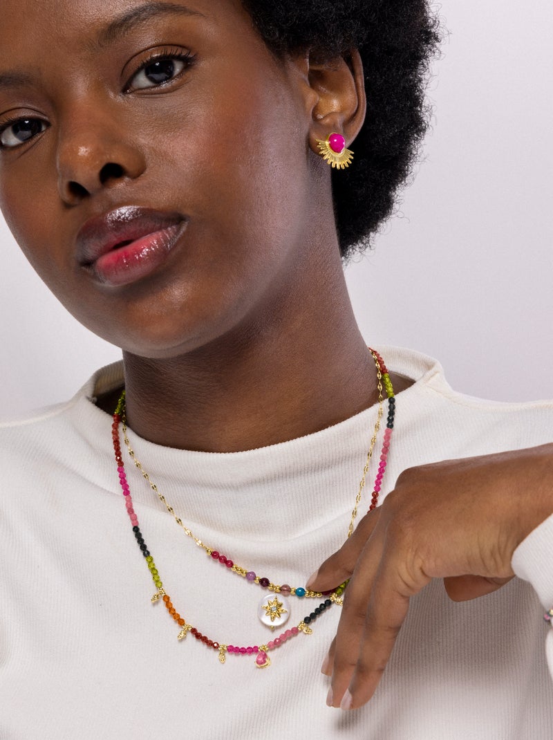 Collier Luxenter en nacre blanche et plaqué or 18k - Zador Blanc - Kiabi