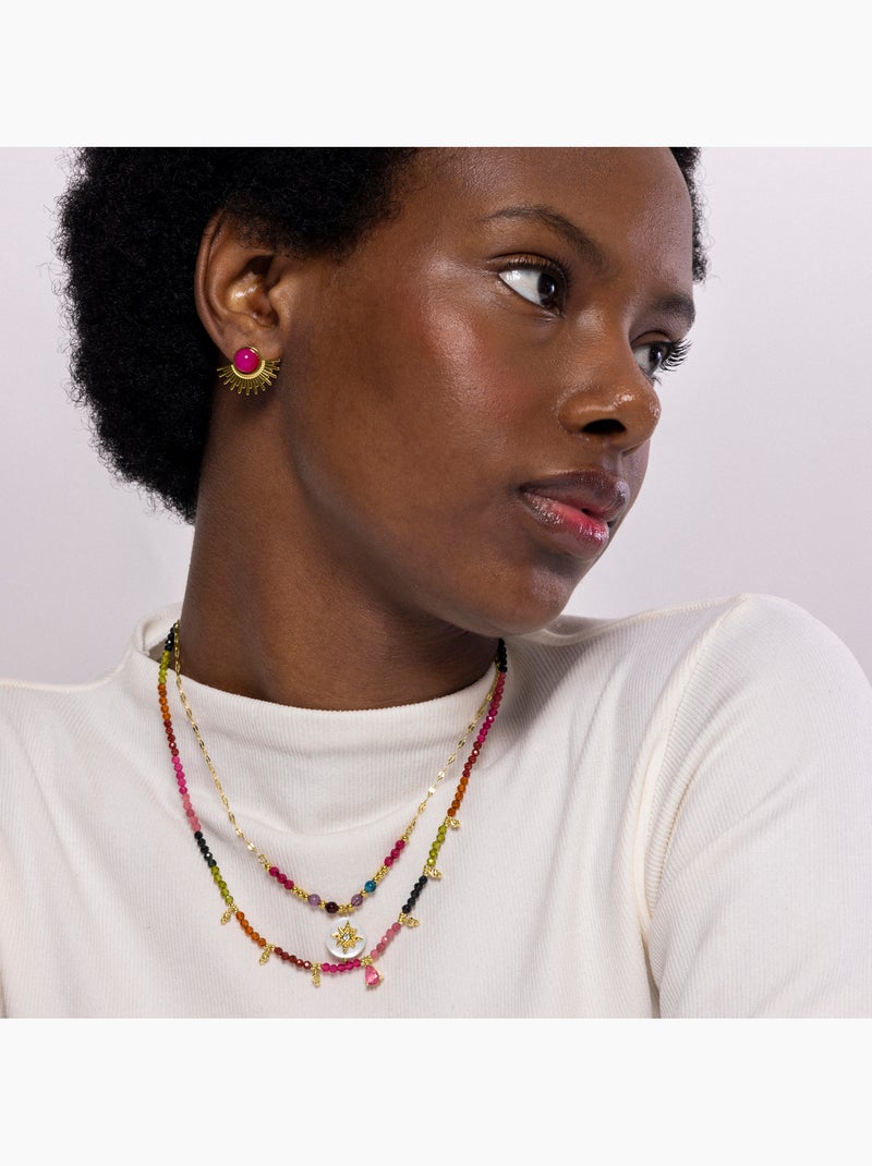 Collier Luxenter en nacre blanche et plaqué or 18k - Zador Blanc - Kiabi