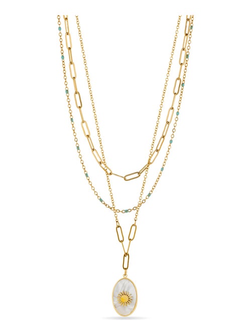 Collier Luxenter en nacre blanche finie en or jaune 18K - Oriel - Kiabi