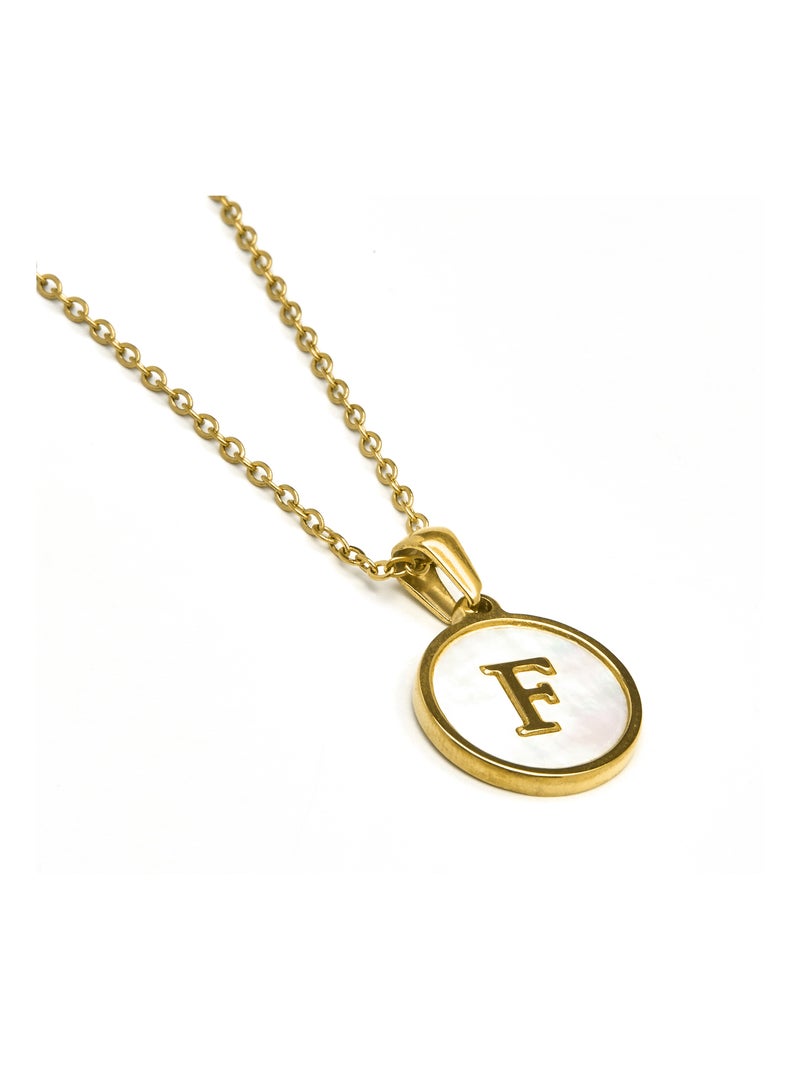 Collier Luxenter en nacre blanche finie plaqué or jaune 18K - Alphabet Blanc - Kiabi