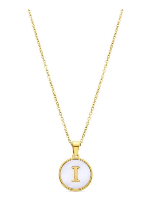 Collier Luxenter en nacre blanche finie plaqué or jaune 18K - Alphabet - Kiabi