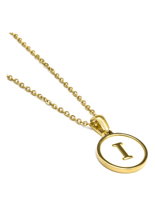 Collier Luxenter en nacre blanche finie plaqué or jaune 18K - Alphabet - Kiabi