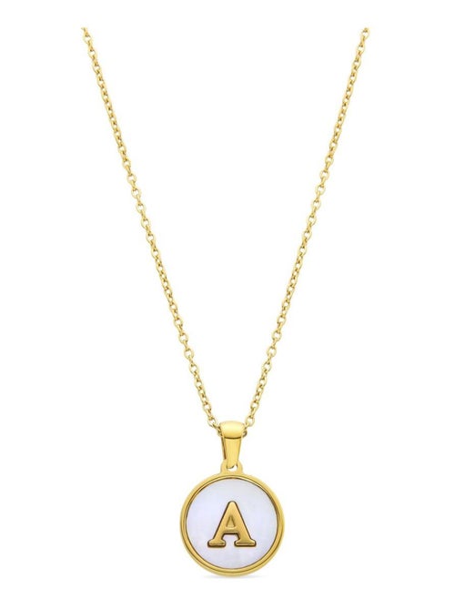 Collier Luxenter en nacre blanche finie plaqué or jaune 18K - Alphabet - Kiabi