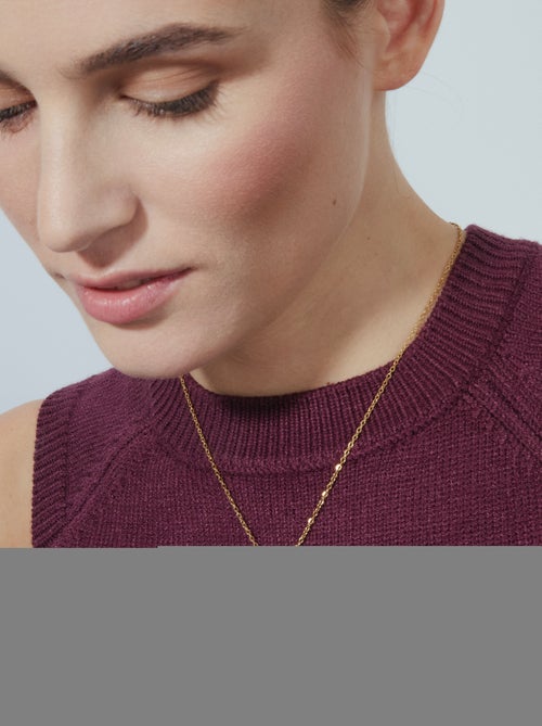 Collier Luxenter en nacre blanche finie plaqué or jaune 18K - Alphabet - Kiabi