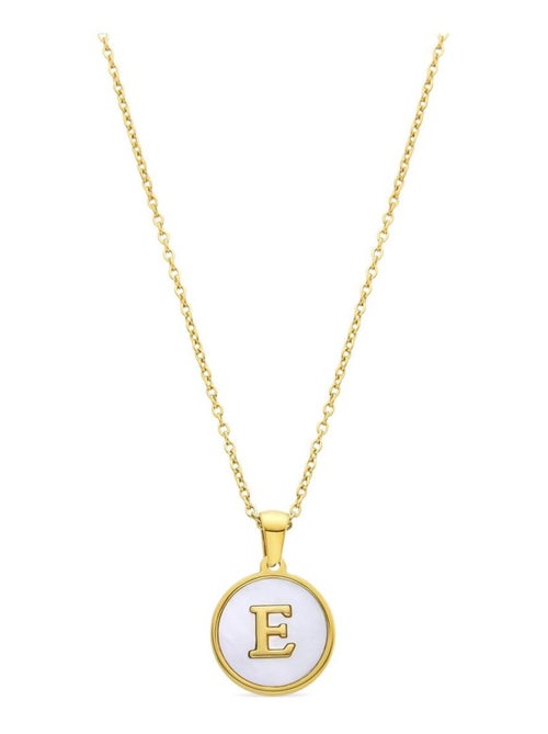 Collier Luxenter en nacre blanche finie plaqué or jaune 18K - Alphabet - Kiabi