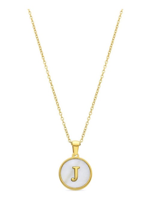 Collier Luxenter en nacre blanche finie plaqué or jaune 18K - Alphabet - Kiabi