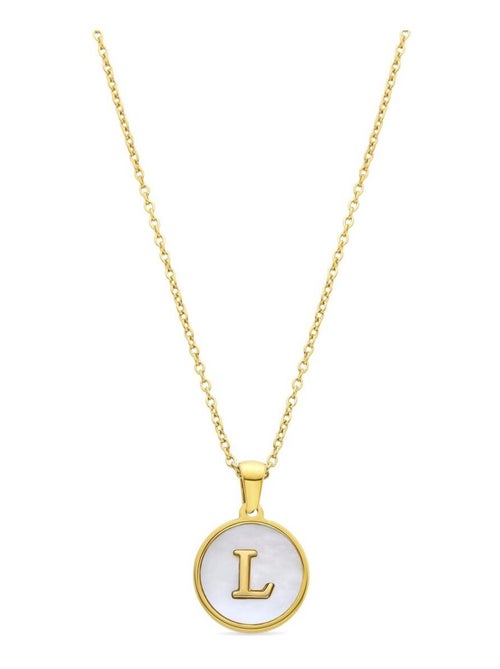 Collier Luxenter en nacre blanche finie plaqué or jaune 18K - Alphabet - Kiabi
