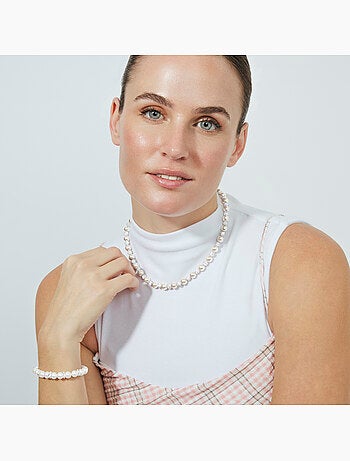 Collier Luxenter en nacre blanche, finition argentée - Zurgrak