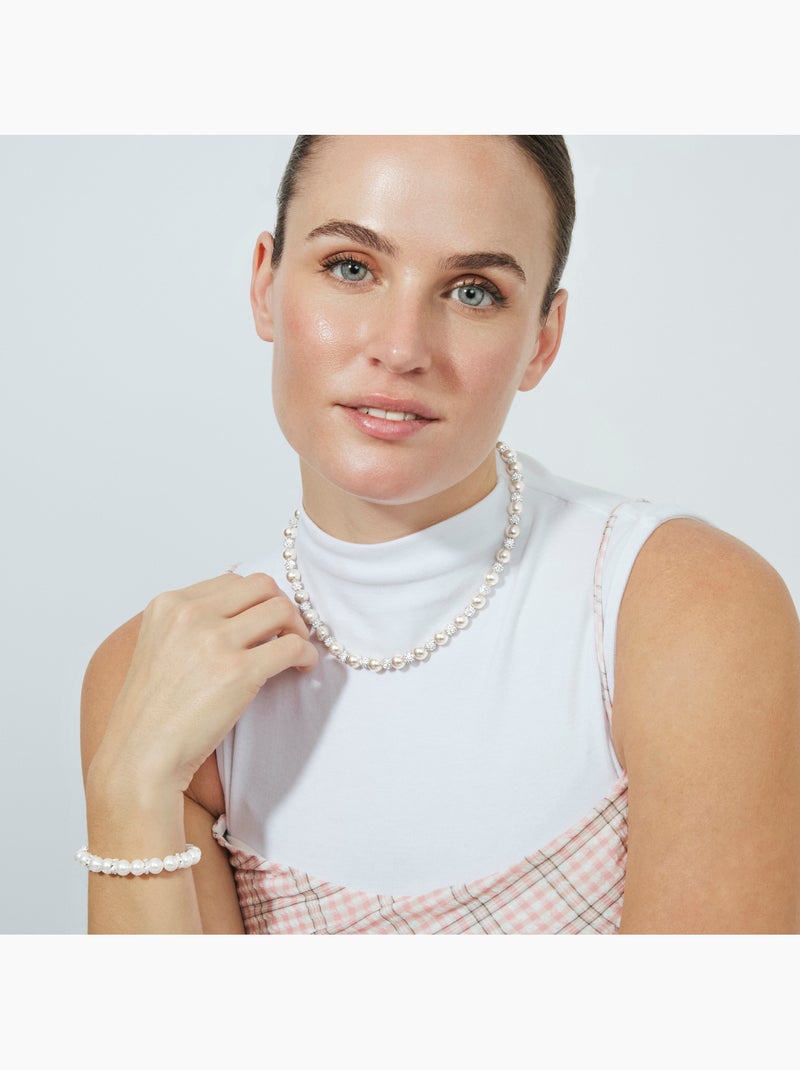 Collier Luxenter en nacre blanche, finition argentée - Zurgrak Argent - Kiabi