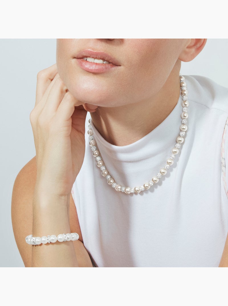 Collier Luxenter en nacre blanche, finition argentée - Zurgrak Argent - Kiabi