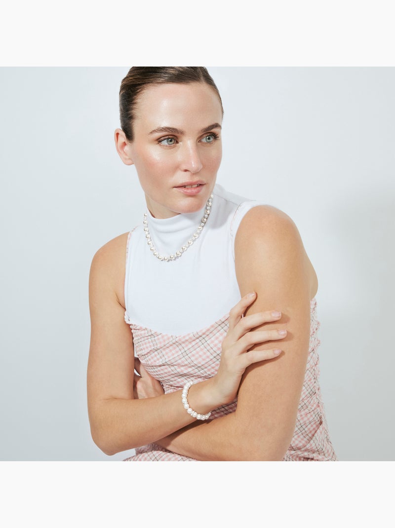 Collier Luxenter en nacre blanche, finition argentée - Zurgrak Argent - Kiabi