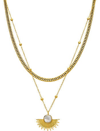 Collier Luxenter en nacre blanche, finition or 18 carats - Sycu