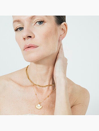 Collier Luxenter en nacre blanche, finition or 18 carats - Sycu