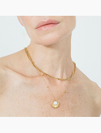 Collier Luxenter en nacre blanche, finition or 18 carats - Sycu