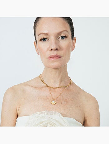 Collier Luxenter en nacre blanche, finition or 18 carats - Sycu