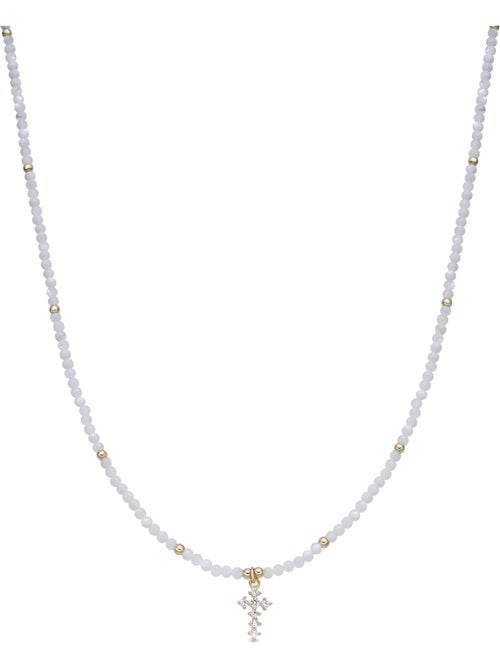 Collier Luxenter en nacre blanche, finition or jaune 18k - Nyali - Kiabi Collier Luxenter en nacre blanche, finition or jaune 18k - Nyali - Kiabi