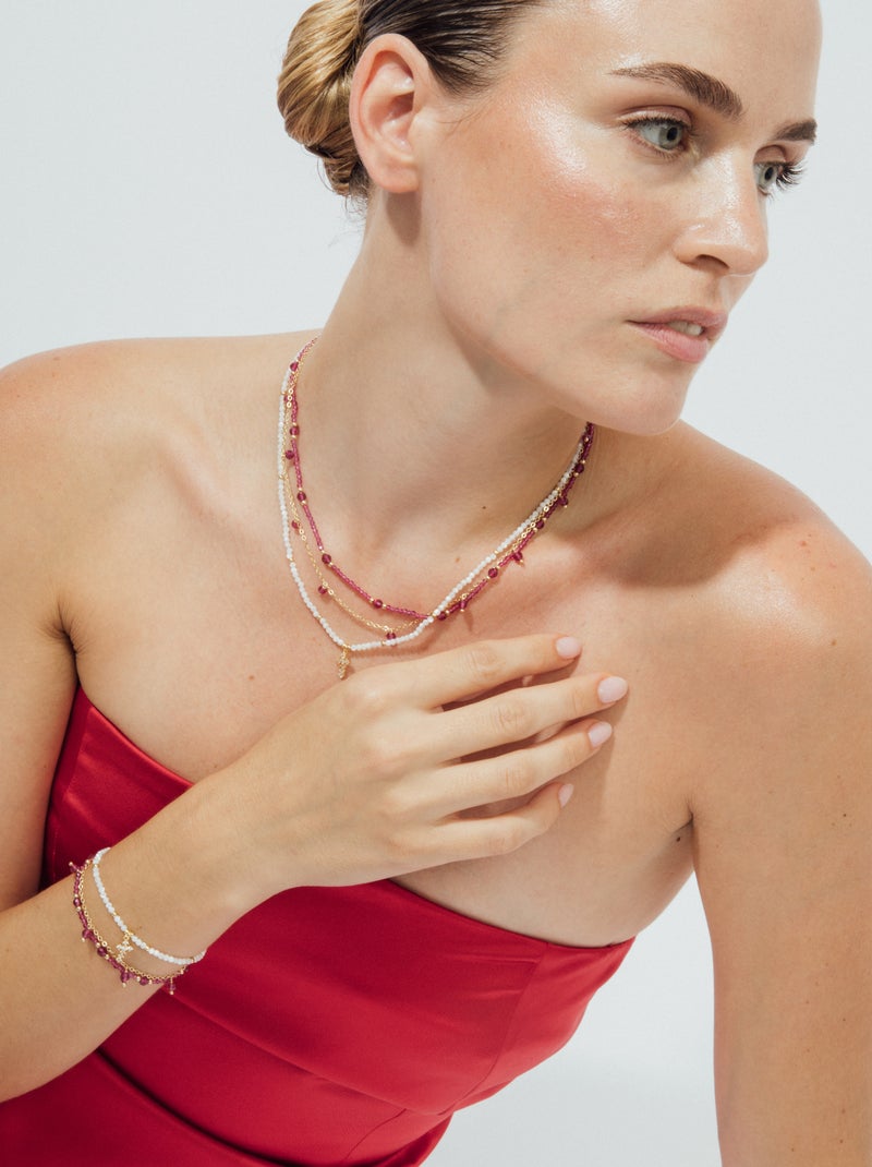 Collier Luxenter en nacre blanche, finition or jaune 18k - Nyali Blanc - Kiabi