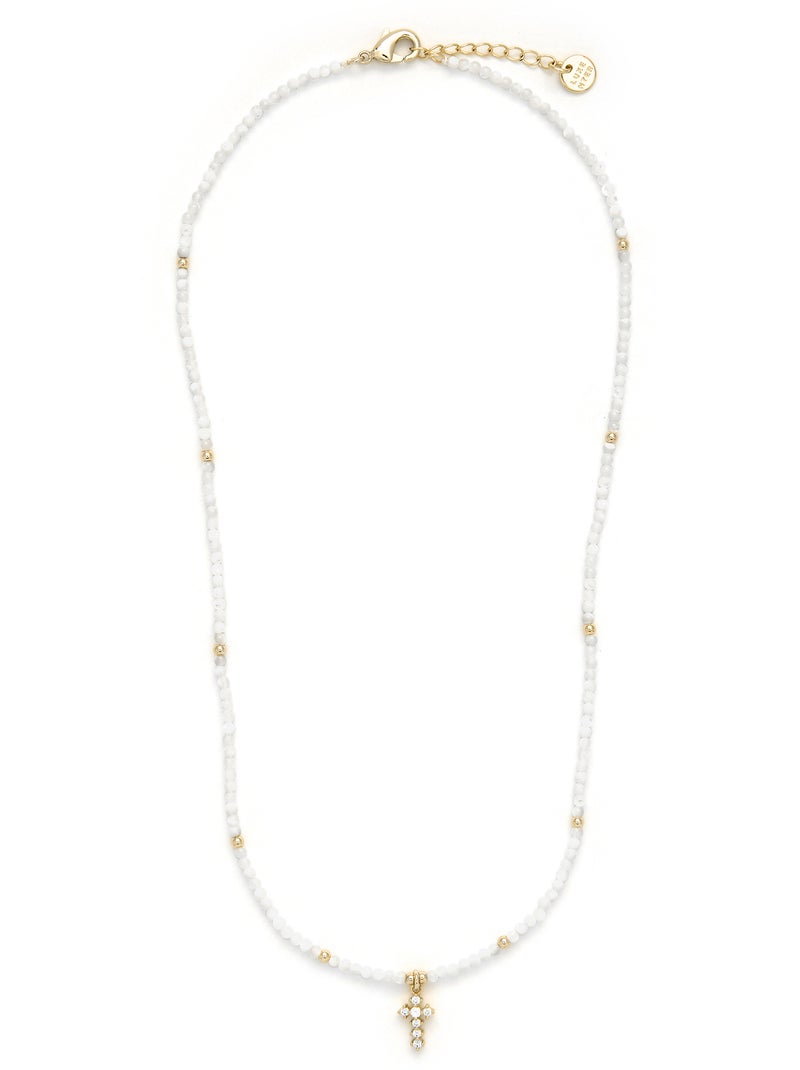 Collier Luxenter en nacre blanche, finition or jaune 18k - Nyali Blanc - Kiabi