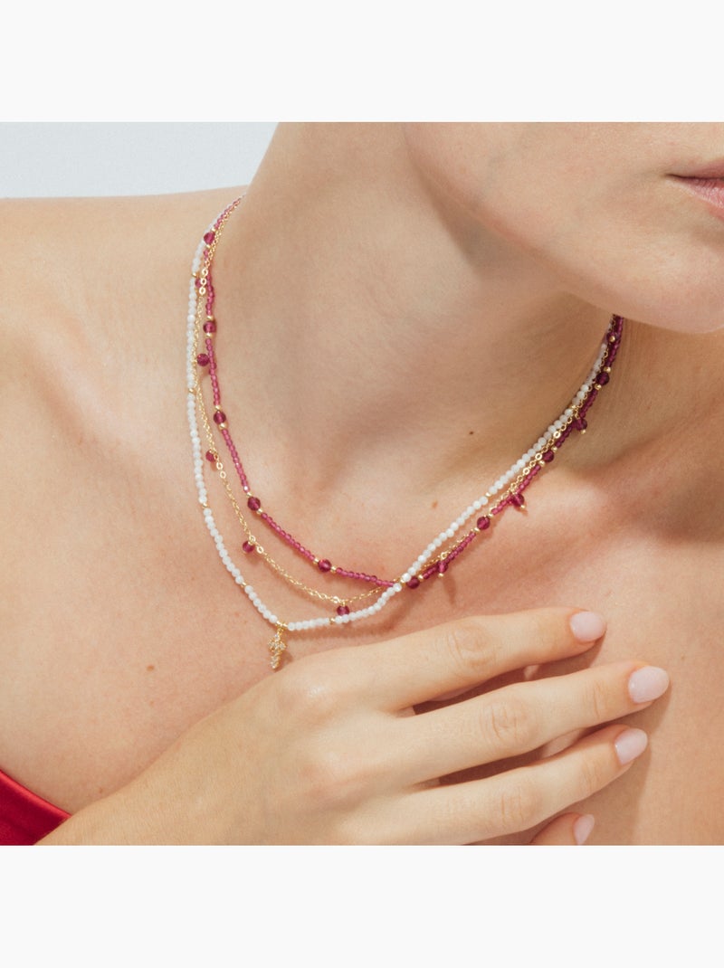 Collier Luxenter en nacre blanche, finition or jaune 18k - Nyali Blanc - Kiabi