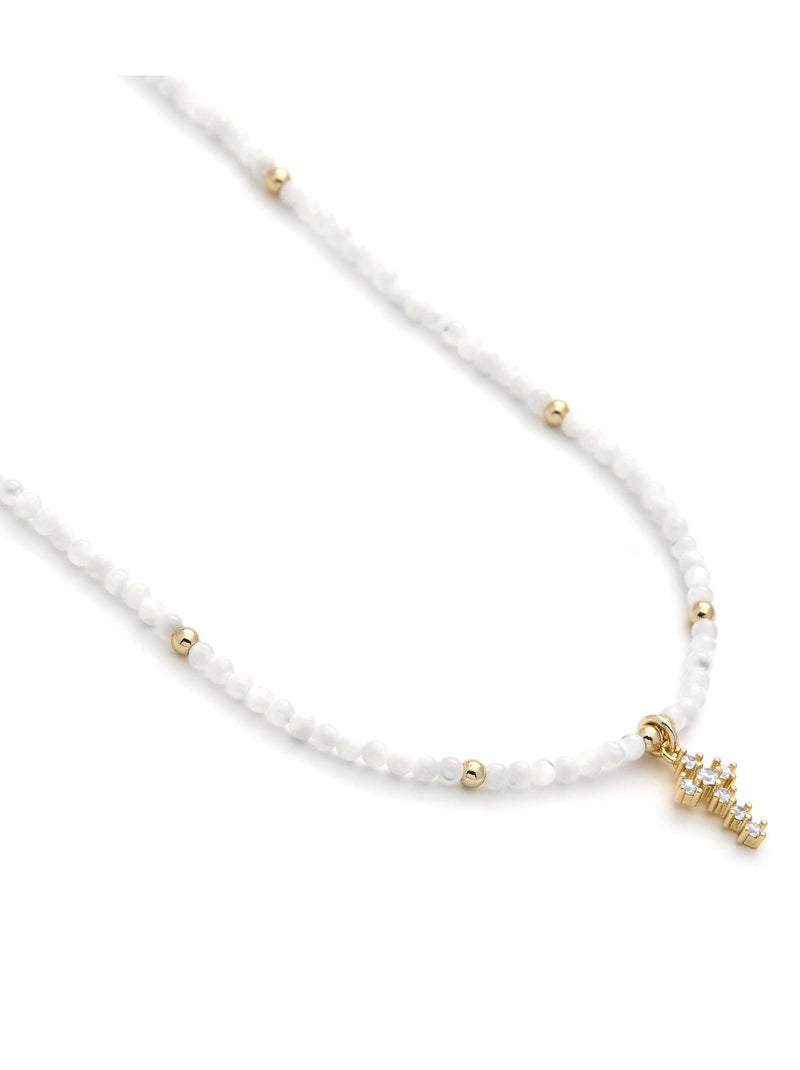 Collier Luxenter en nacre blanche, finition or jaune 18k - Nyali Blanc - Kiabi