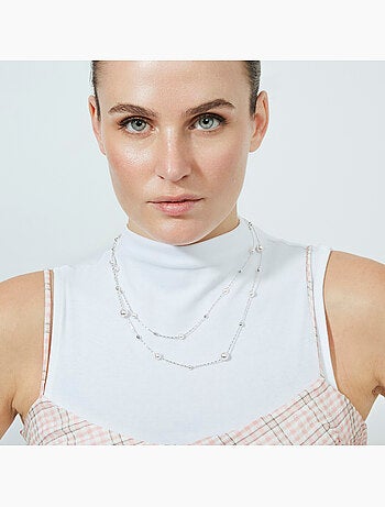 Collier Luxenter en perle blanche avec finition argentée - Clasow