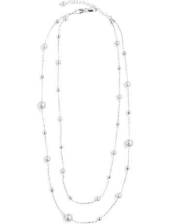 Collier Luxenter en perle blanche avec finition argentée - Clasow