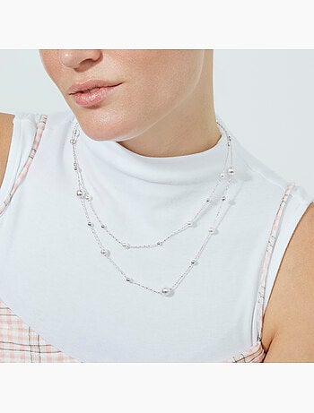 Collier Luxenter en perle blanche avec finition argentée - Clasow