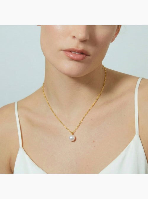 Collier Luxenter en perle blanche avec finition en or jaune 18 carats - Talori - Kiabi
