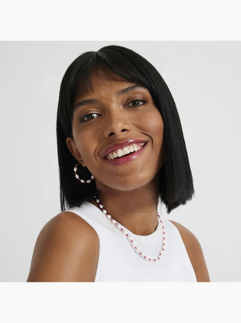 Collier Luxenter en perle blanche avec finition en or jaune 18 carats - Zawind Doré/or - Kiabi