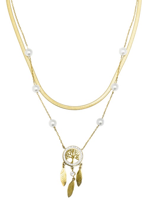 Collier Luxenter en perles blanches avec finition en or jaune 18 carats - Anthori - Kiabi