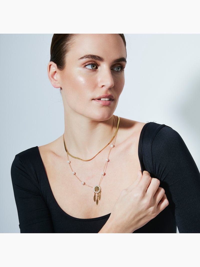 Collier Luxenter en perles blanches avec finition en or jaune 18 carats - Anthori Argent - Kiabi