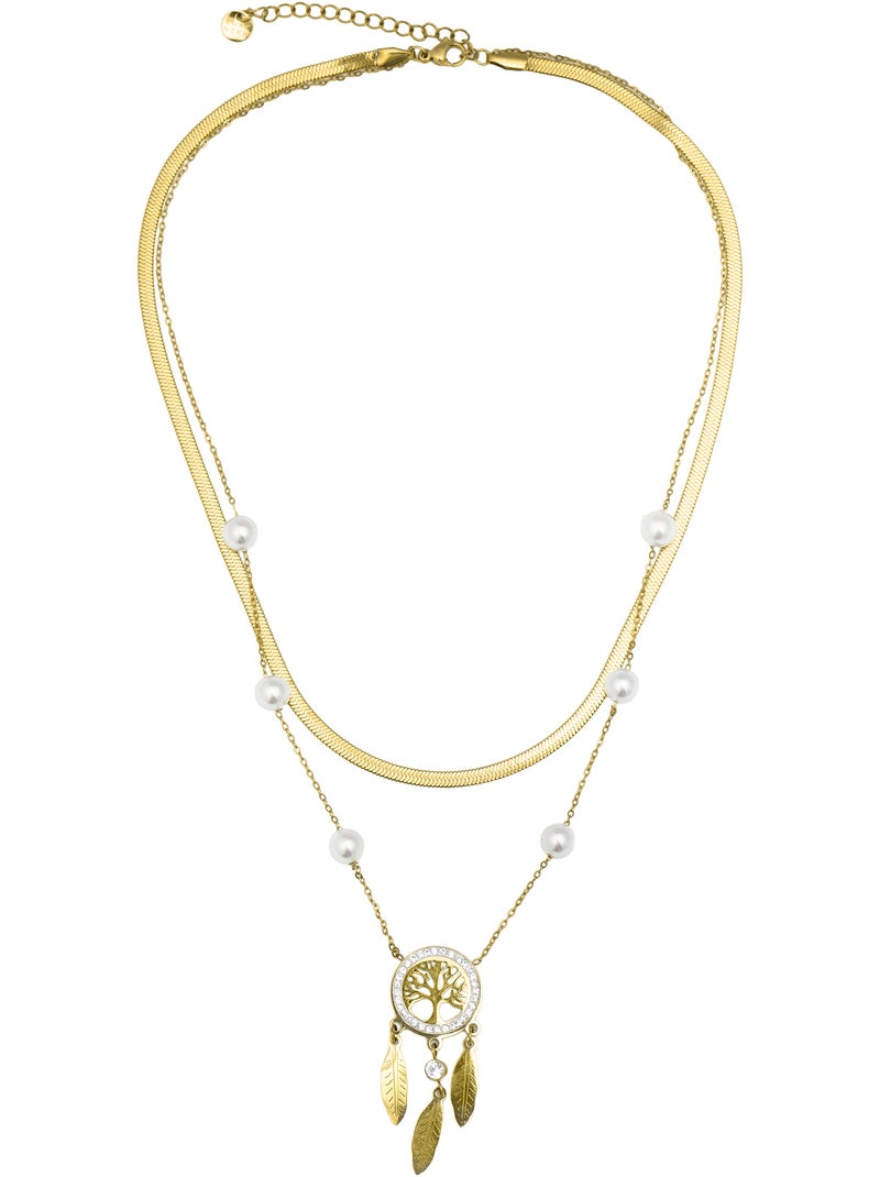 Collier Luxenter en perles blanches avec finition en or jaune 18 carats - Anthori Argent - Kiabi