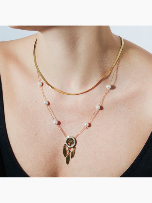 Collier Luxenter en perles blanches avec finition en or jaune 18 carats - Anthori - Kiabi